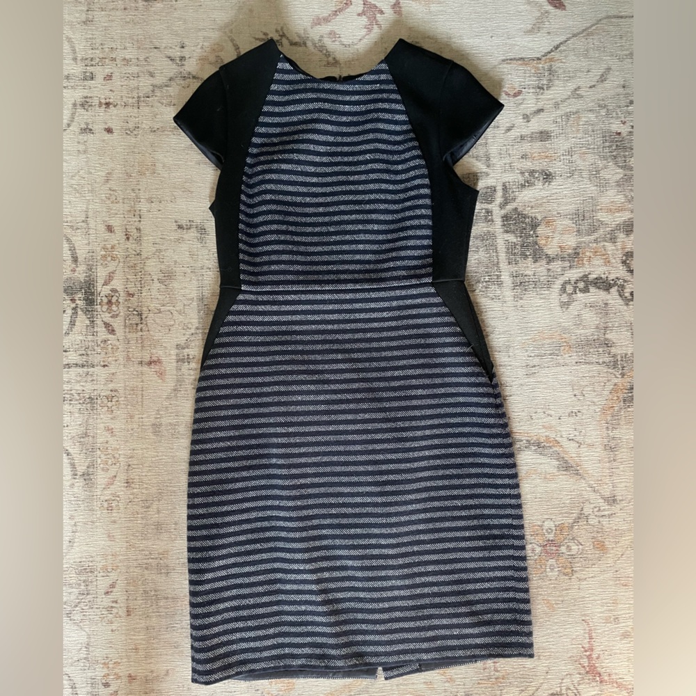 J. Crew Black and Gray Striped Dress